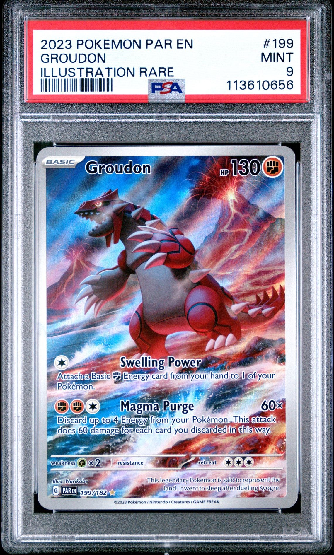 2023 POKEMON PAR EN-PARADOX RIFT 199 GROUDON ILLUSTRATION RARE PSA 9