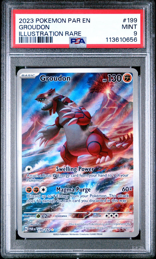 2023 POKEMON PAR EN-PARADOX RIFT 199 GROUDON ILLUSTRATION RARE PSA 9