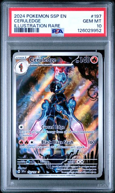 2024 POKEMON SSP EN-SURGING SPARKS #197 CERULEDGE ILLUSTRATION RARE PSA 10