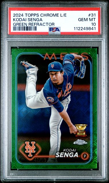 2024 TOPPS CHROME LOGOFRACTOR EDITION #31 KODAI SENGA GREEN REFRACTOR PSA 10