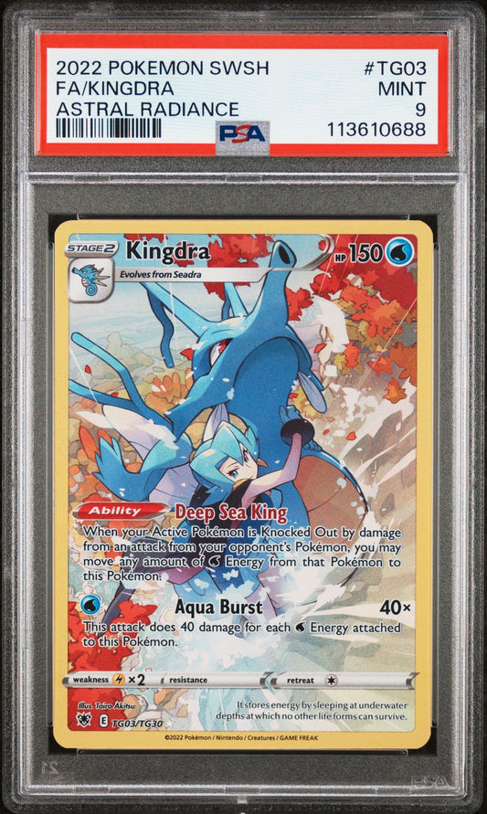 2022 POKEMON SWORD & SHIELD ASTRAL RADIANCE TG03 FULL ART/KINGDRA PSA 9