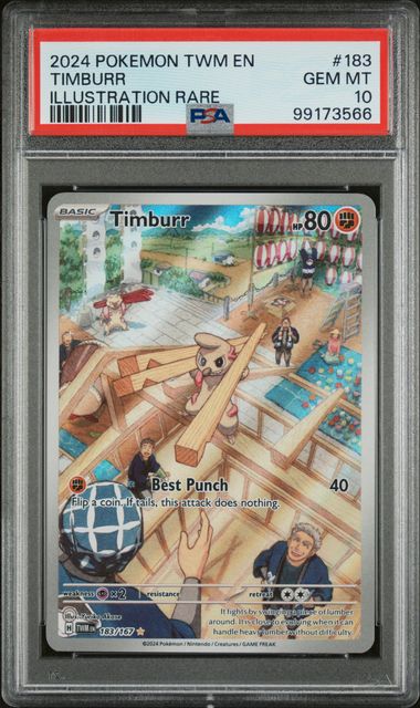 2024 POKEMON TWM EN-TWILIGHT MASQUERADE #183 TIMBURR ILLUSTRATION RARE PSA 10