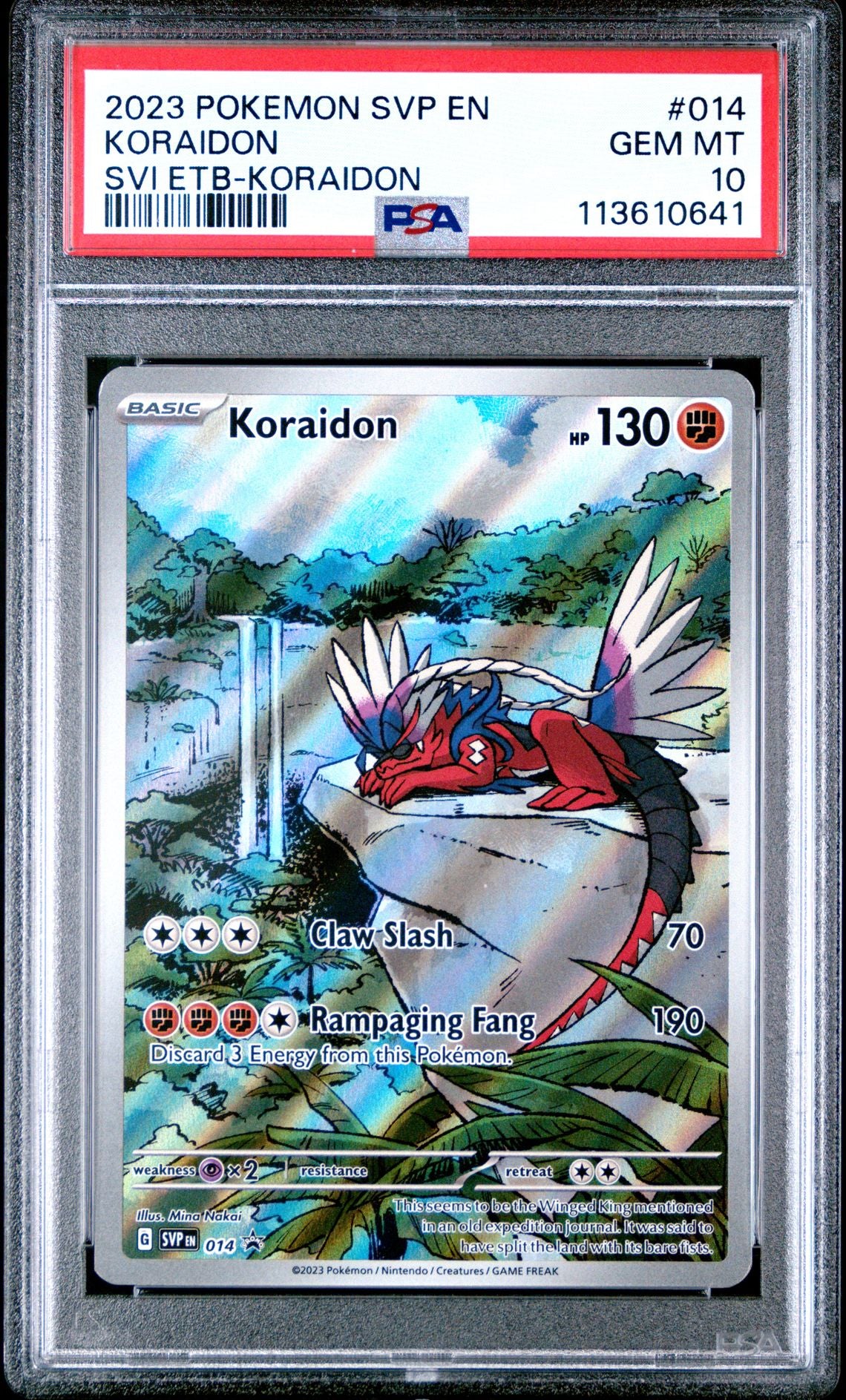 2023 POKEMON SVP EN-SV BLACK STAR PROMO 014 KORAIDON SCARLET & VIOLET ELITE TRAINER BOX-KORAIDON PSA 10