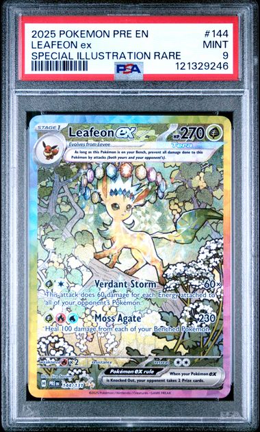2025 POKEMON PRE EN-PRISMATIC EVOLUTIONS 144 LEAFEON EX SPECIAL ILLUSTRATION RARE PSA 9