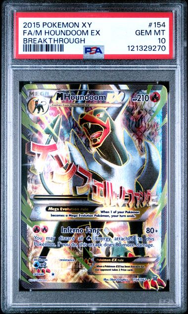 2015 POKEMON XY BREAKTHROUGH 154 FULL ART/M HOUNDOOM EX PSA 10