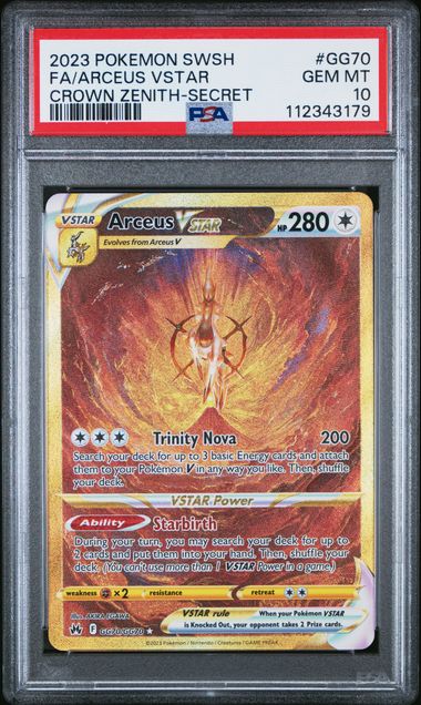 2023 POKEMON SWORD AND SHIELD CROWN ZENITH #GG70 FA/ARCEUS VSTAR CROWN ZENITH-SECRET PSA 10