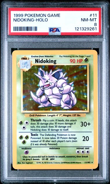 1999 POKEMON GAME 11 NIDOKING-HOLO PSA 8