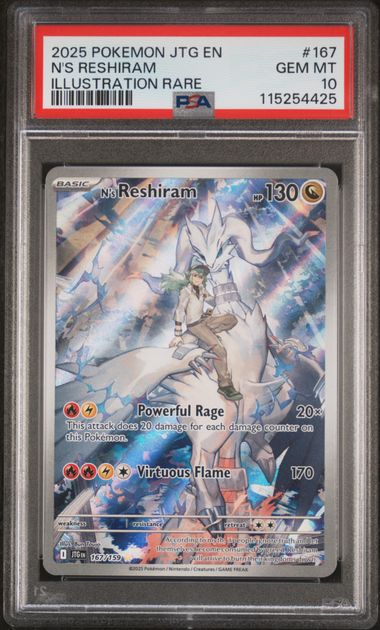 2025 POKEMON JTG EN-JOURNEY TOGETHER #167 N'S RESHIRAM ILLUSTRATION RARE PSA 10