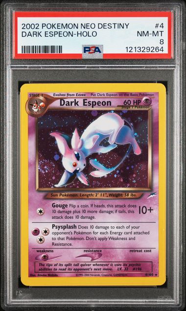 2002 POKEMON NEO DESTINY #4 DARK ESPEON-HOLO PSA 8