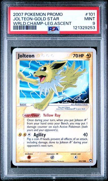 2007 POKEMON WORLD CHAMPIONSHIPS PROMO 101 JOLTEON-GOLD STAR LEGENDARY ASCENT PSA 9