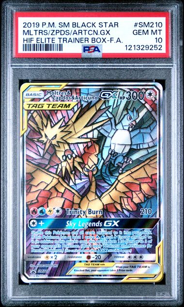 2019 POKEMON SM BLACK STAR PROMO SM210 FULL ART/MOLTRES & ZAPDOS & ARTICUNO GX HIDDEN FATES ELITE TRAINER BOX PSA 10