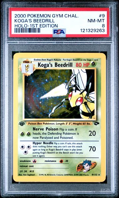 2000 POKEMON GYM CHALLENGE #9 KOGA'S BEEDRILL HOLO-1ST EDITION PSA 8