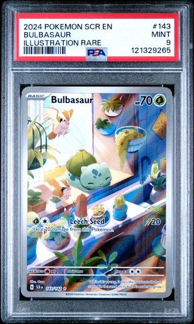2024 POKEMON SCR EN-STELLAR CROWN #143 BULBASAUR ILLUSTRATION RARE PSA 9