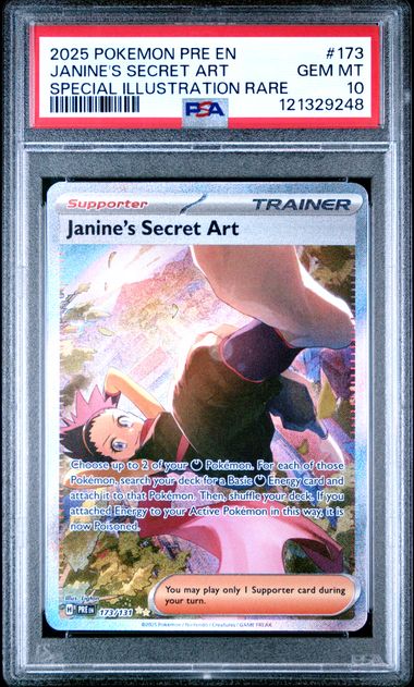 2025 POKEMON PRE EN-PRISMATIC EVOLUTIONS 173 JANINE'S SECRET ART SPECIAL ILLUSTRATION RARE PSA 10