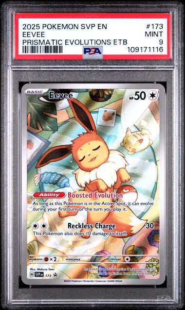 2025 POKEMON SVP EN-SV BLACK STAR PROMO #173 EEVEE PRISMATIC EVOLUTIONS ETB PSA 9