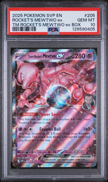2025 POKEMON SVP EN-SV BLACK STAR PROMO #205 ROCKET'S MEWTWO ex ROCKET'S MEWTWO ex BOX PSA 10