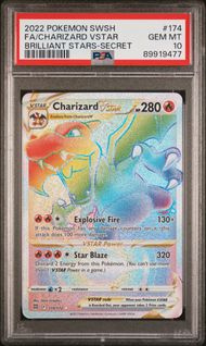 2022 POKEMON SWORD & SHIELD BRILLIANT STARS 174 FULL ART/CHARIZARD VSTAR SECRET PSA 10
