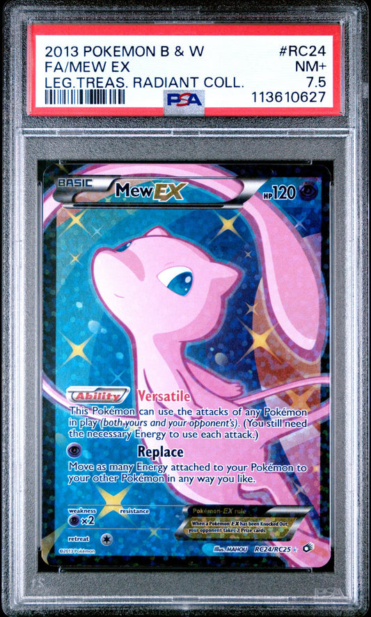 2013 POKEMON BLACK & WHITE LEGENDARY TREASURES RADIANT COLLECTION RC24 FULL ART/MEW EX PSA 7.5
