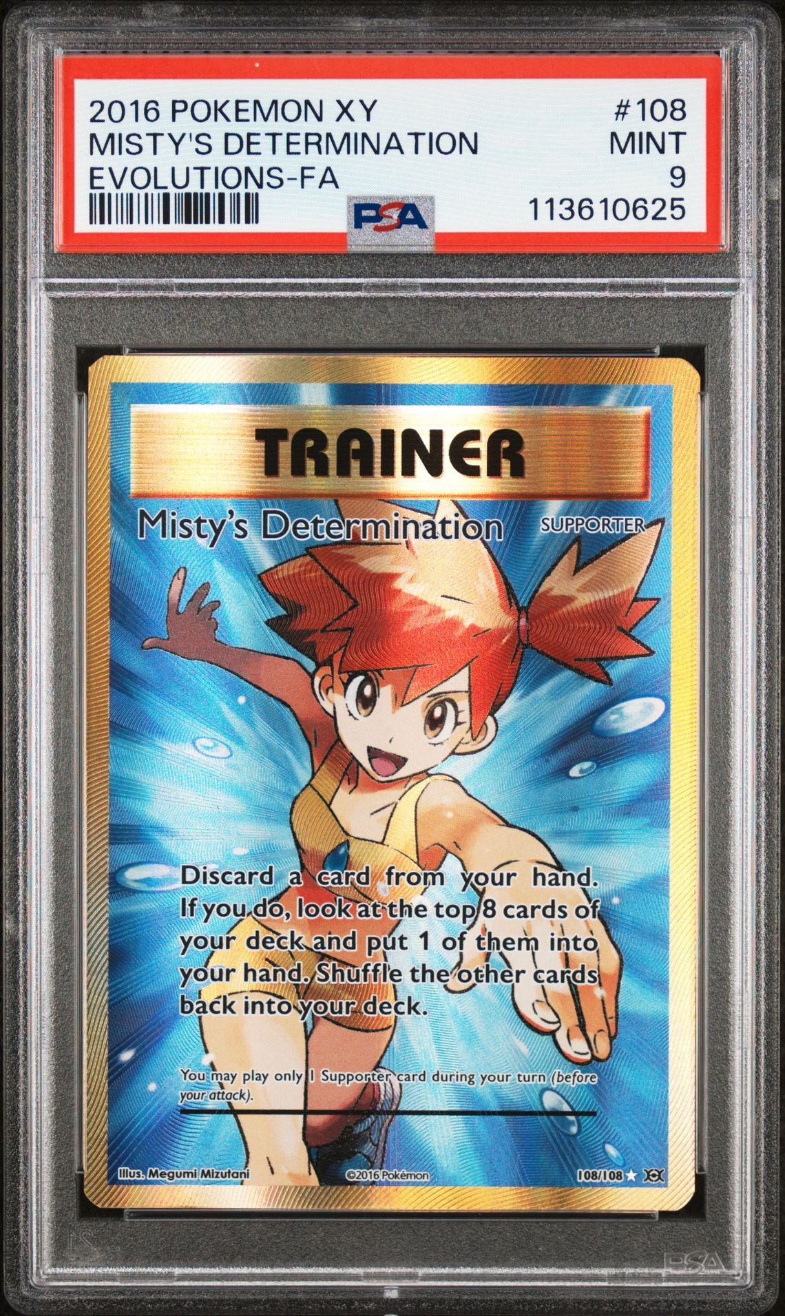 2016 POKEMON XY EVOLUTIONS 108 FULL ART/MISTY'S DETERMINATION PSA 9