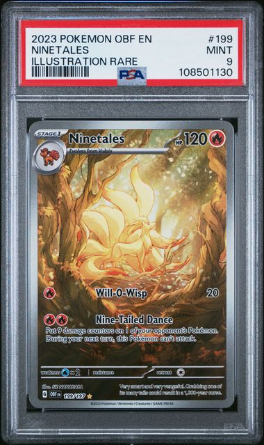 2023 POKEMON OBF EN-OBSIDIAN FLAMES #199 NINETALES ILLUSTRATION RARE PSA 9