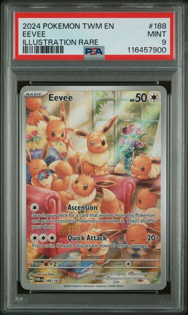 2024 POKEMON TWM EN-TWILIGHT MASQUERADE #188 EEVEE ILLUSTRATION RARE PSA 9