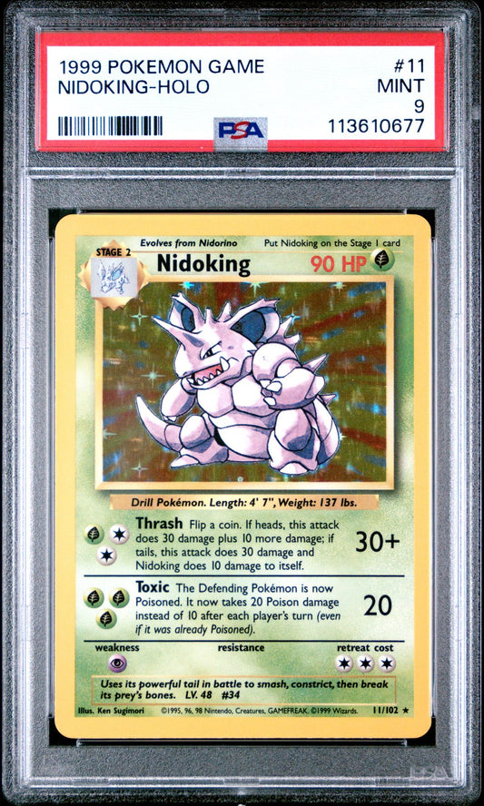 1999 POKEMON GAME 11 NIDOKING-HOLO PSA 9