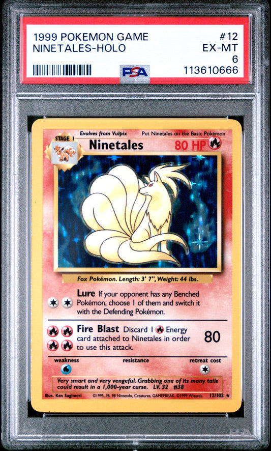1999 POKEMON GAME 12 NINETALES-HOLO PSA 6