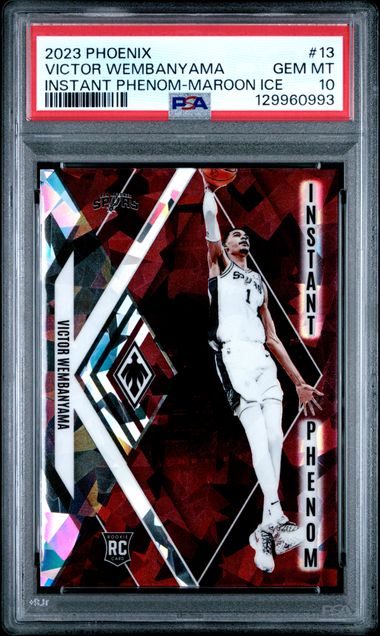 2023 PANINI PHOENIX INSTANT PHENOM #13 VICTOR WEMBANYAMA INSTANT PHENOM-MAROON ICE PSA 10