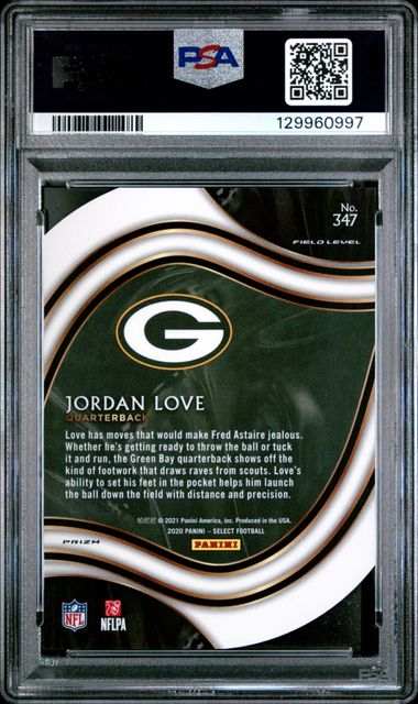 2020 PANINI SELECT #347 JORDAN LOVE DIE-CUT RED PRIZM PSA 10
