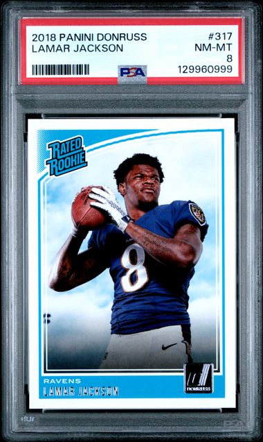 2018 PANINI DONRUSS #317 LAMAR JACKSON PSA 8