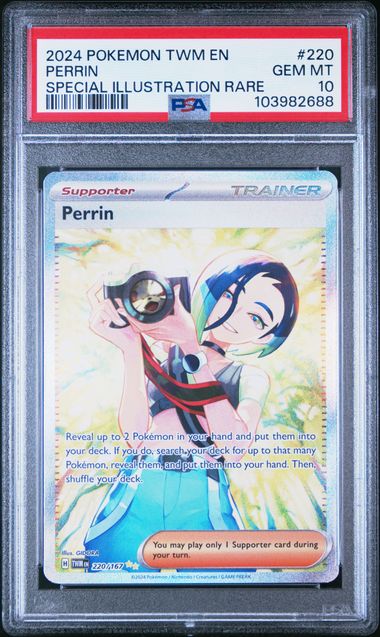 2024 POKEMON TWM EN-TWILIGHT MASQUERADE #220 PERRIN SPECIAL ILLUSTRATION RARE PSA 10