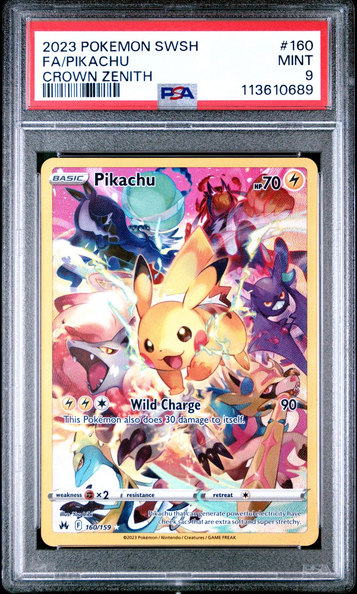 2023 POKEMON SWORD AND SHIELD CROWN ZENITH 160 FULL ART/PIKACHU PSA 9
