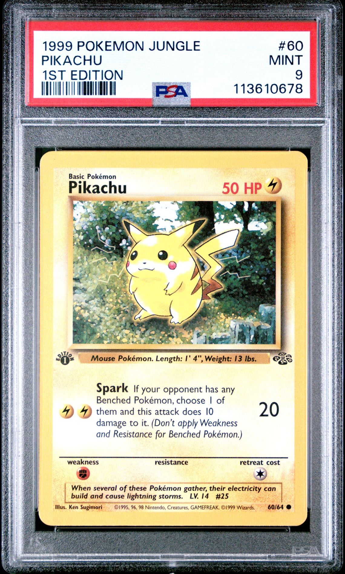 1999 POKEMON JUNGLE 60 PIKACHU 1ST EDITION PSA 9