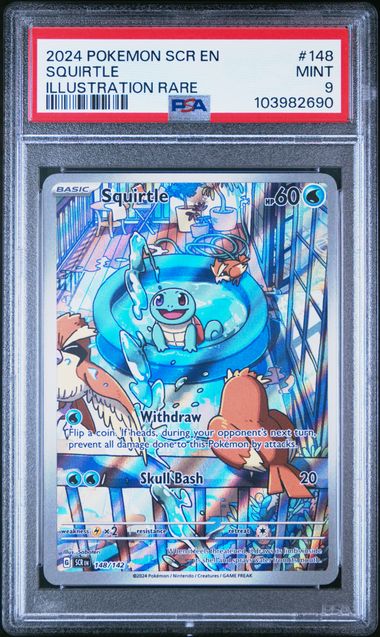 2024 POKEMON SCR EN-STELLAR CROWN #148 SQUIRTLE ILLUSTRATION RARE PSA 9