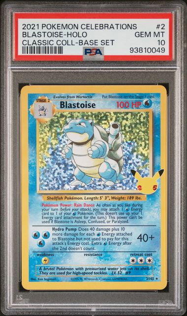 2021 POKEMON CELEBRATIONS CLASSIC COLLECTION #2 BLASTOISE-HOLO CLASSIC COLL-BASE SET PSA 10