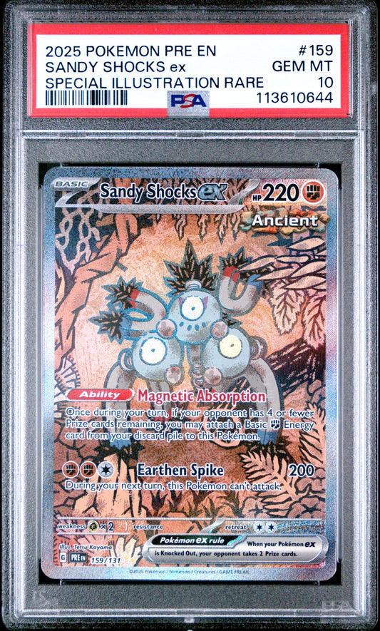 2025 POKEMON PRE EN-PRISMATIC EVOLUTIONS 159 SANDY SHOCKS EX SPECIAL ILLUSTRATION RARE PSA 10
