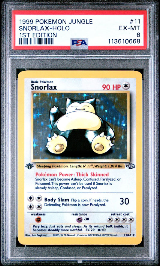 1999 POKEMON JUNGLE 11 SNORLAX-HOLO 1ST EDITION PSA 6