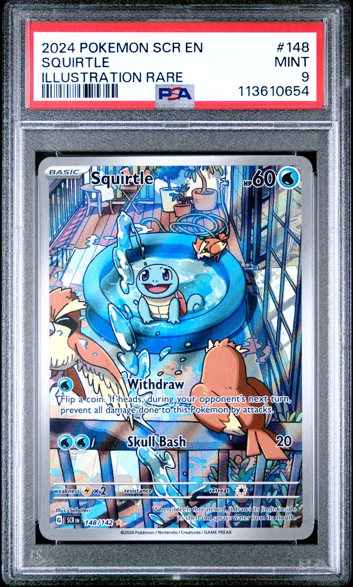 2024 POKEMON SCR EN-STELLAR CROWN 148 SQUIRTLE ILLUSTRATION RARE PSA 9