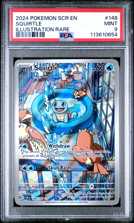 2024 POKEMON SCR EN-STELLAR CROWN 148 SQUIRTLE ILLUSTRATION RARE PSA 9