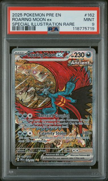 2025 POKEMON PRE EN-PRISMATIC EVOLUTIONS #162 ROARING MOON ex SPECIAL ILLUSTRATION RARE PSA 9