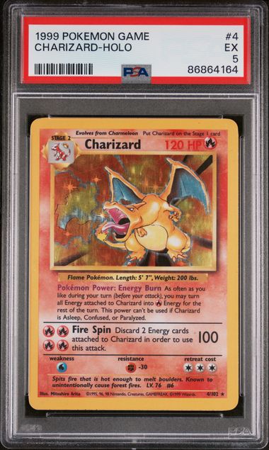 1999 POKEMON GAME #4 CHARIZARD-HOLO PSA 5