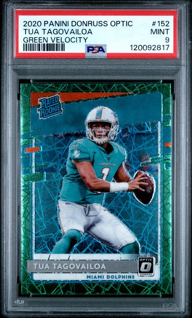 2020 PANINI DONRUSS OPTIC #152 TUA TAGOVAILOA GREEN VELOCITY - PSA 9