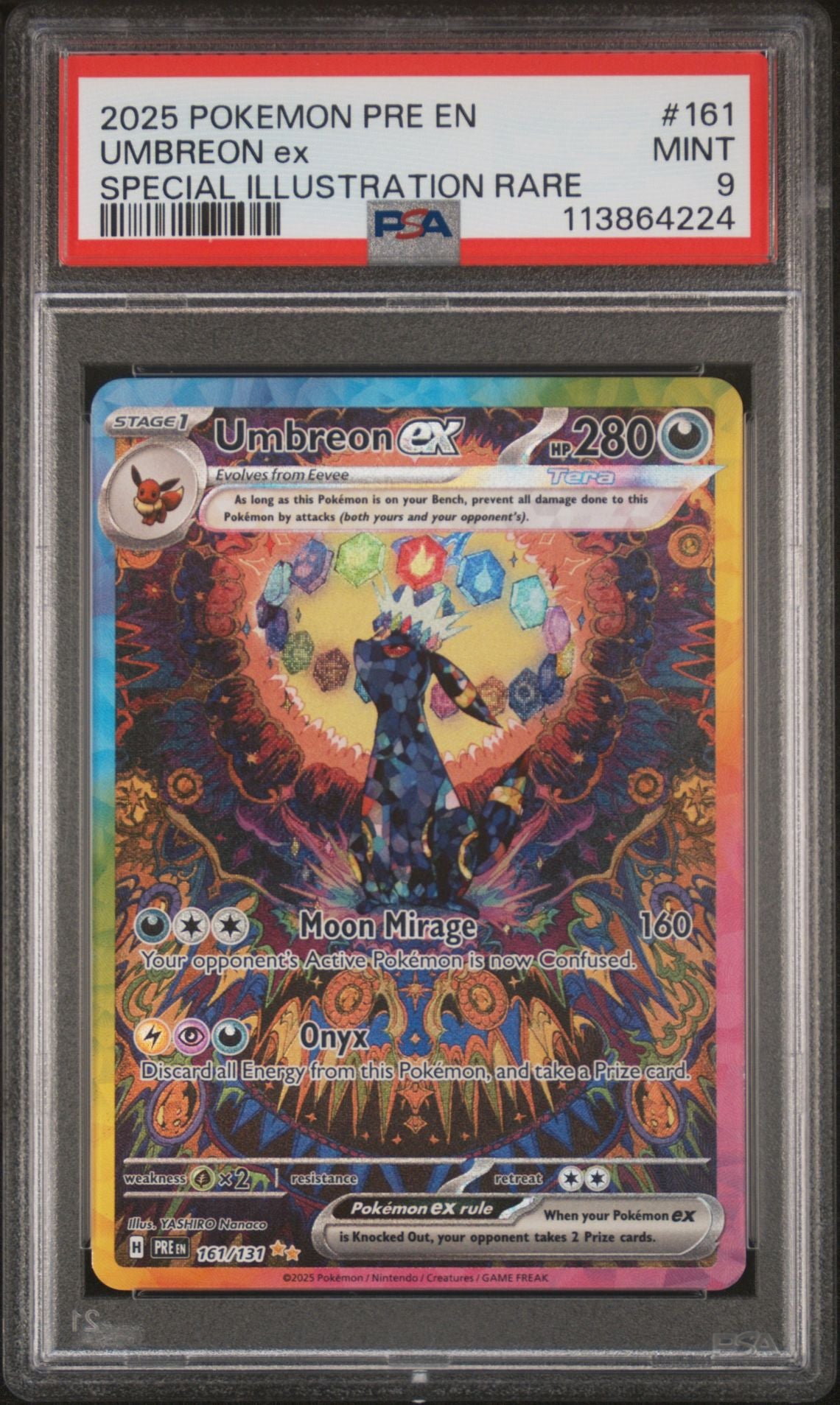 2025 Pokemon Prismatic Evolutions Umbreon EX Special Illustration Rare PSA 9