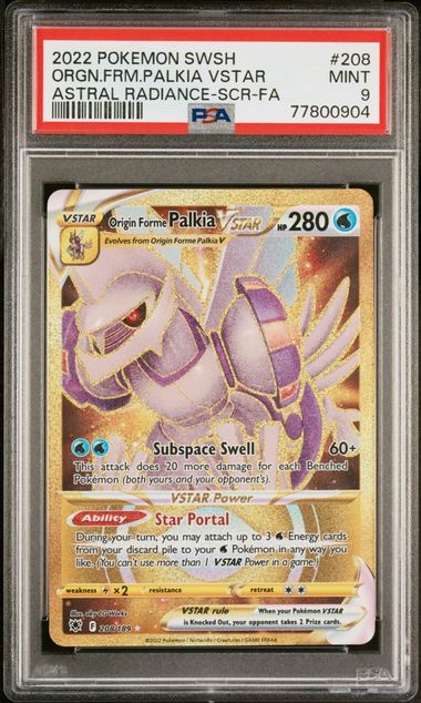 2022 POKEMON SWORD & SHIELD ASTRAL RADIANCE #208 ORGN.FRM.PALKIA VSTAR ASTRAL RADIANCE-SCR-FA PSA 9