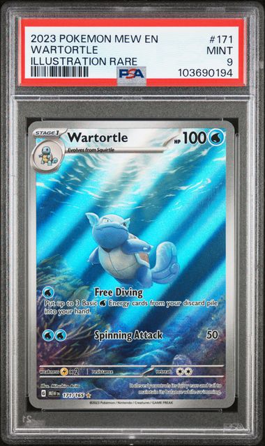 2023 POKEMON MEW EN-151 #171 WARTORTLE ILLUSTRATION RARE PSA 9