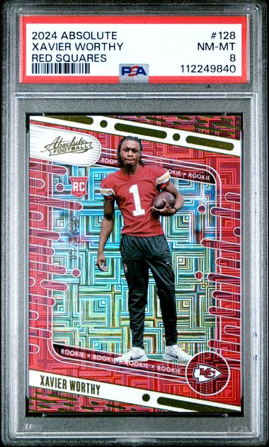 2024 PANINI ABSOLUTE #128 XAVIER WORTHY RED SQUARES PSA 8