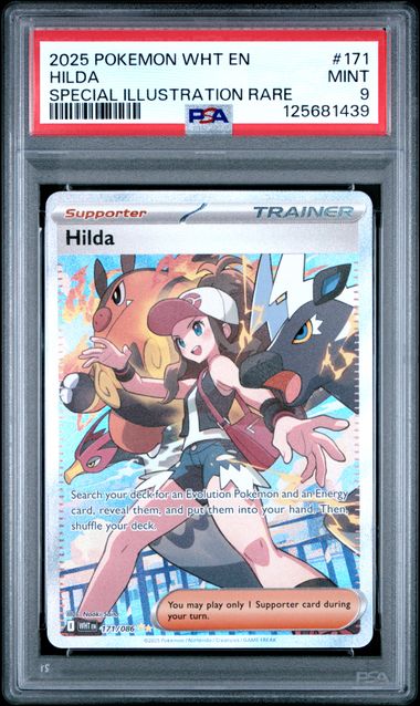 2025 POKEMON WHT EN-WHITE FLARE #171 HILDA SPECIAL ILLUSTRATION RARE PSA 9