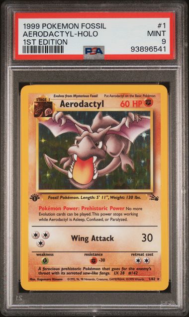 1999 POKEMON FOSSIL #1 AERODACTYL-HOLO 1ST EDITION PSA 9