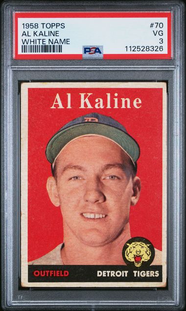 1958 TOPPS #70 AL KALINE WHITE NAME PSA 3