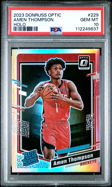 2023 PANINI DONRUSS OPTIC #229 AMEN THOMPSON HOLO PSA 10
